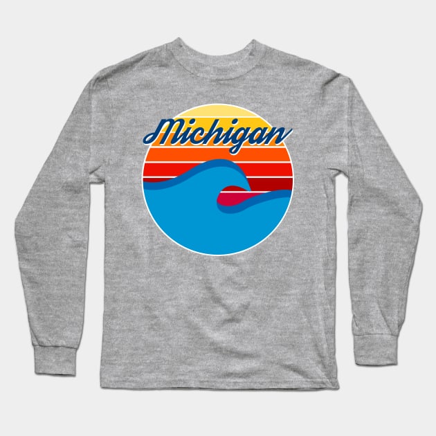 Michigan Sunset Long Sleeve T-Shirt by Megan Noble